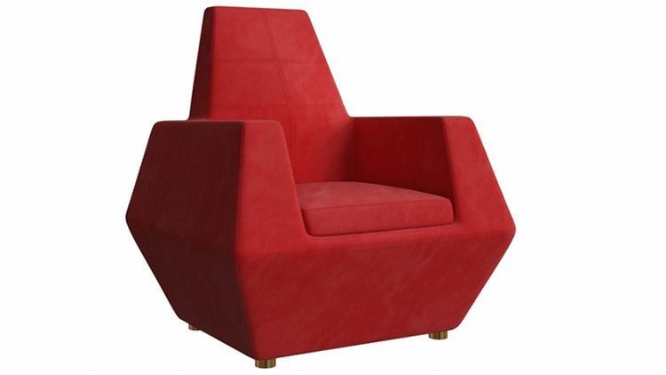 A White Background Shot of a Red Armchair