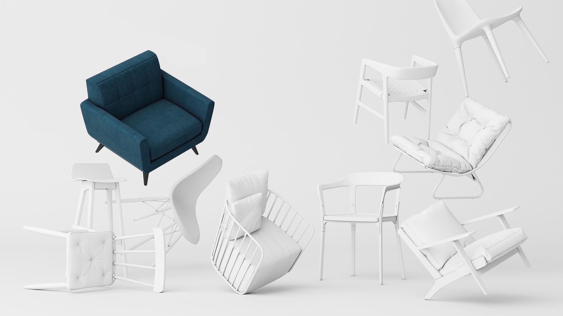 Realistic 3D Models of Flying Chairs for Furniture 3D Rendering