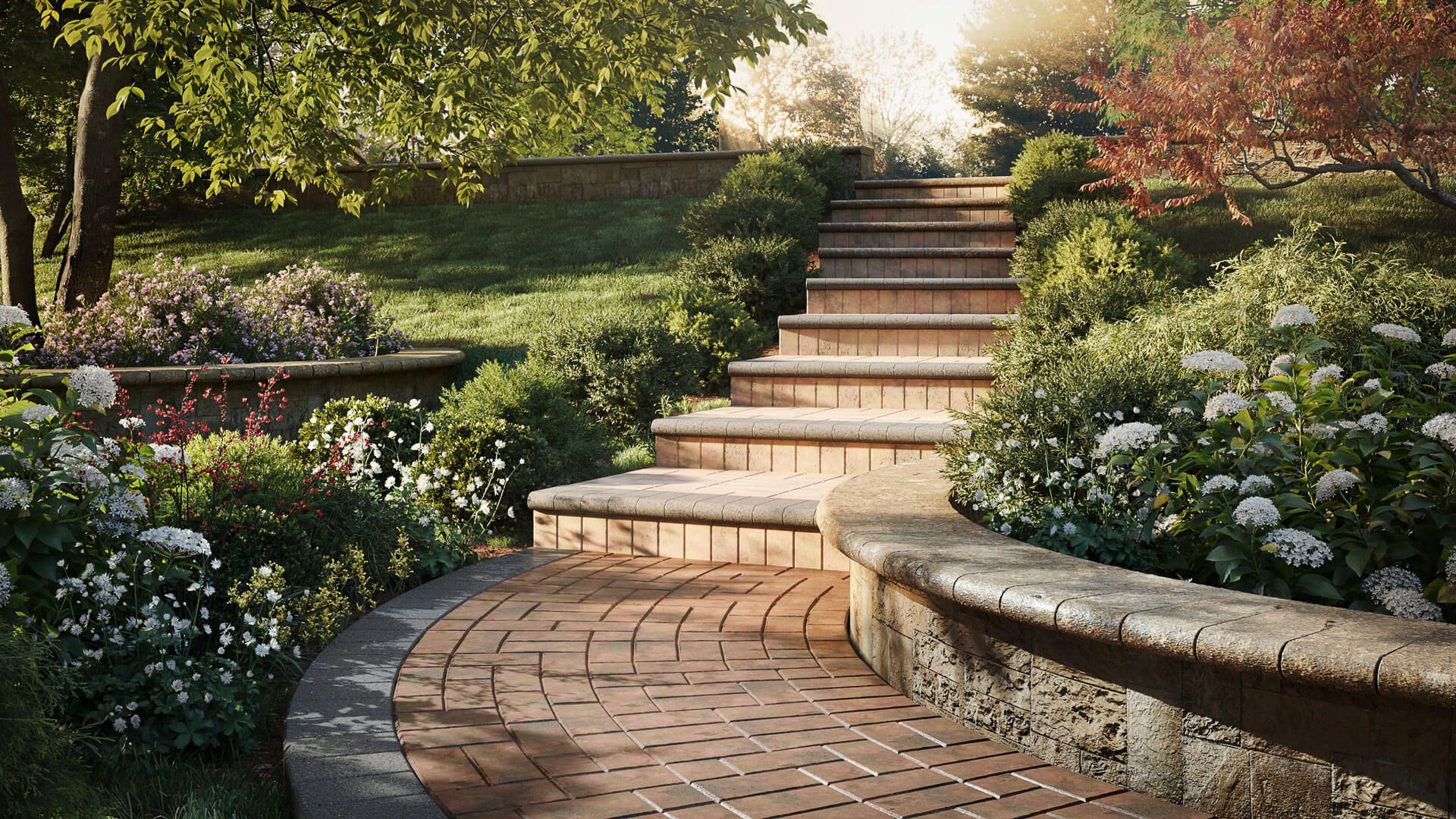 Brick Walkway Lifestyle 3D Rendering