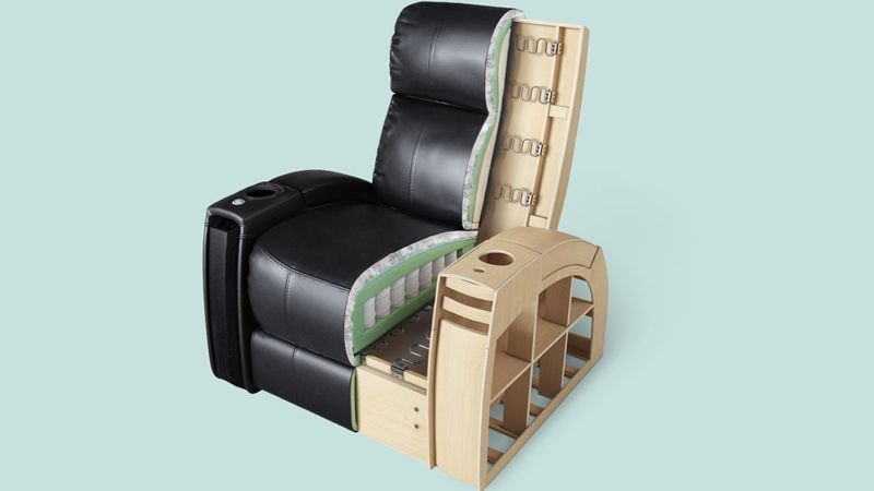 A Cut-Away Type of 3D Image That Displays a Section of a Leather Armchair