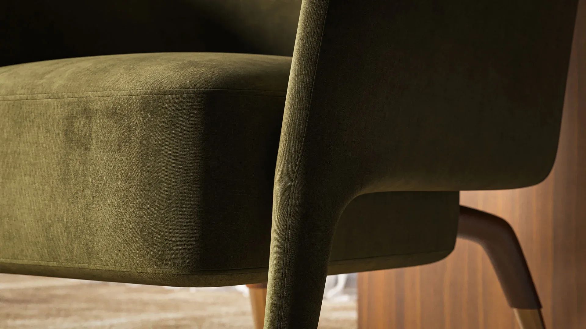 Green Armchair Upholstery 3D Render