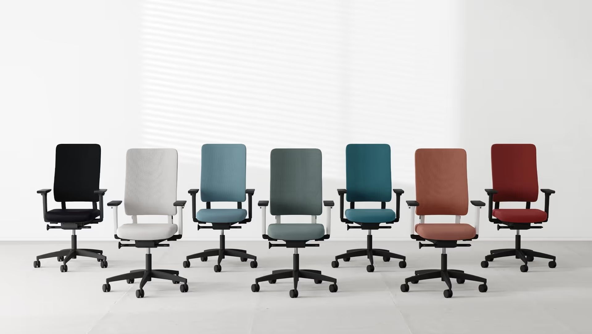 3D Render for office chair design options in different colors