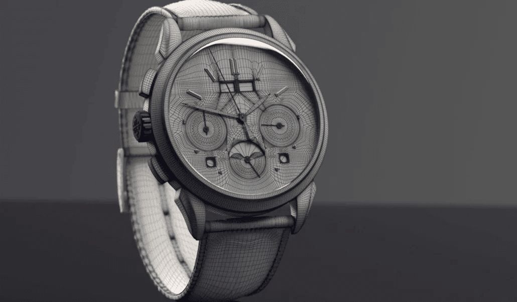 Grayscale 3D Model of a Watch