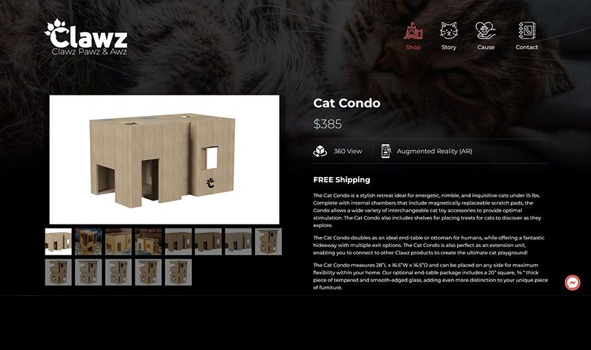 High-quality 3D furniture visualization and rendering of a cat condo, showcasing photorealistic product rendering and CGI solutions.