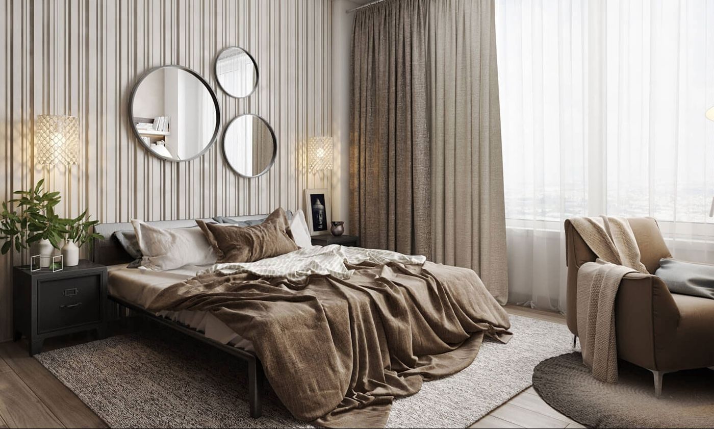 3D Visualization for a Bed in a Earth-toned Bedroom