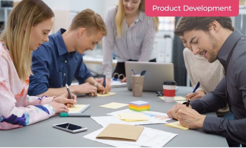 A Group of Marketers Creating Product Development Marketing Strategy