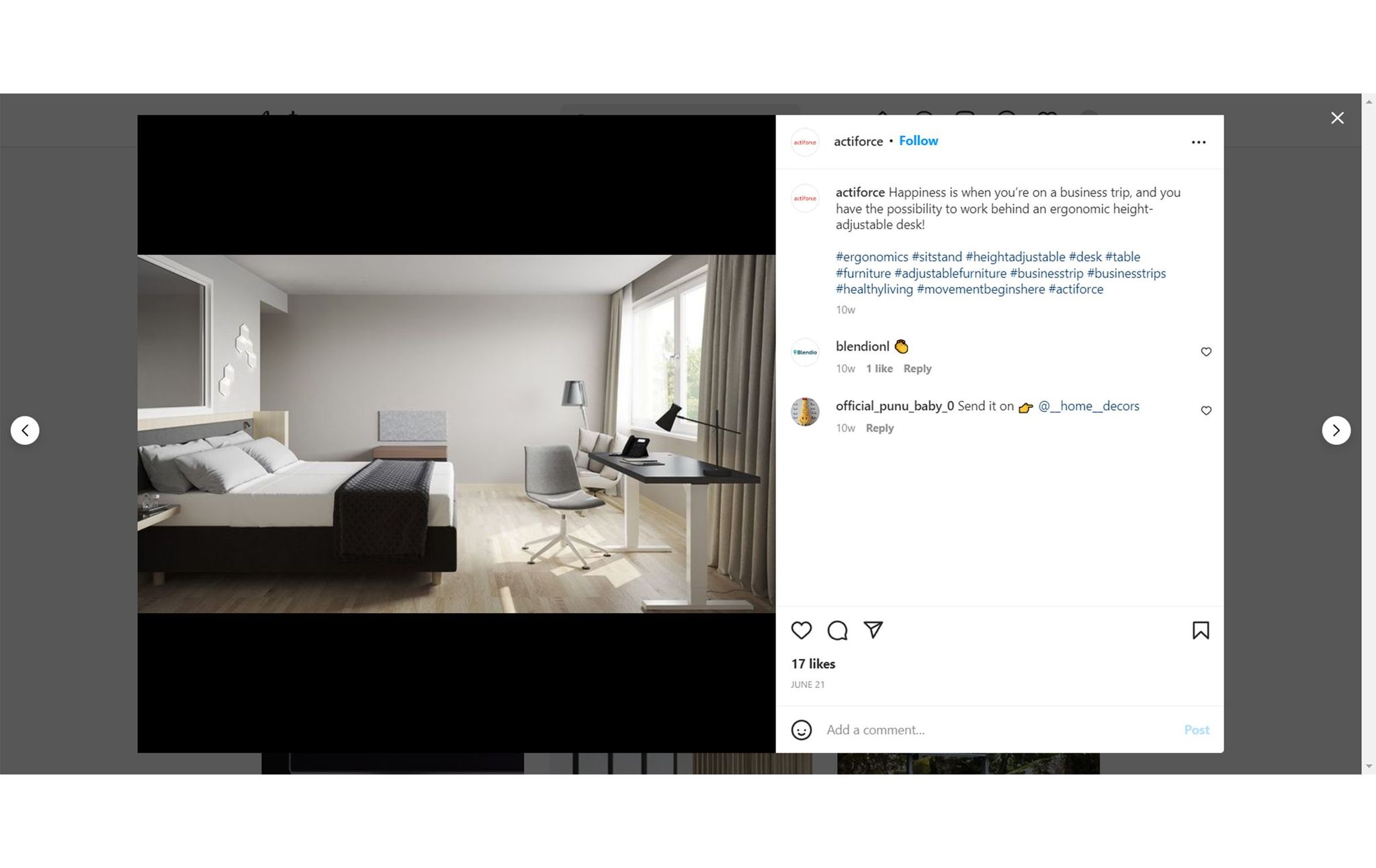 3D furniture modeling and rendering showcasing a modern bedroom with ergonomic desk, featuring high-quality 3D visualization and photorealistic rendering.