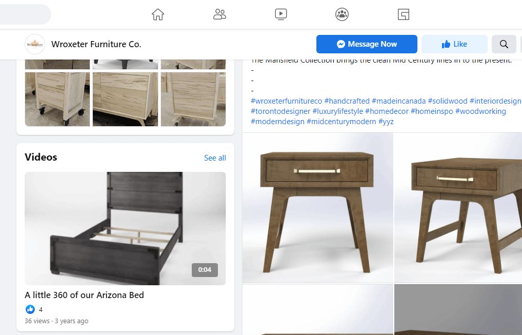 Product Video for a Wroxeter Furniture Co. Facebook Page