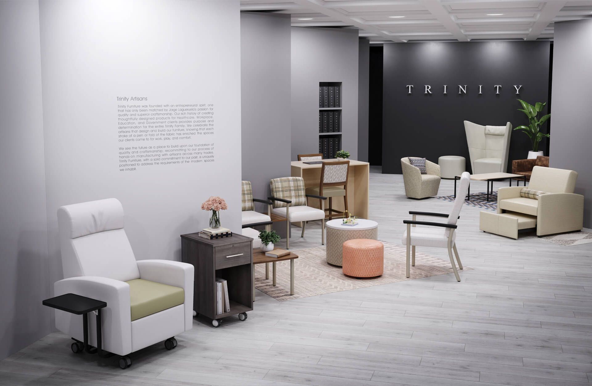 Waiting Room Seats Lifestyle 3D Rendering