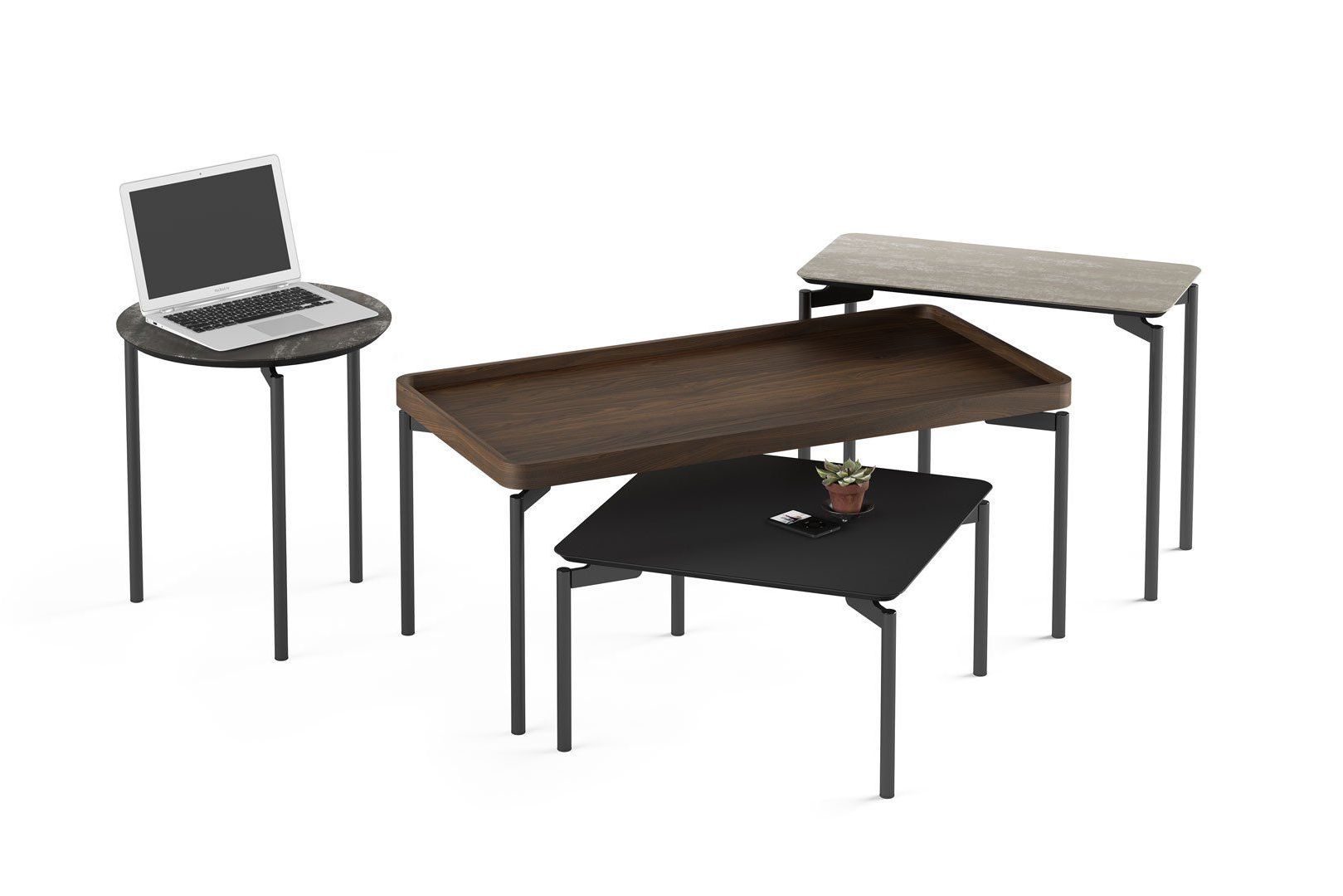 3D rendered image showcasing modern tables, highlighting 3D product modeling and visualization