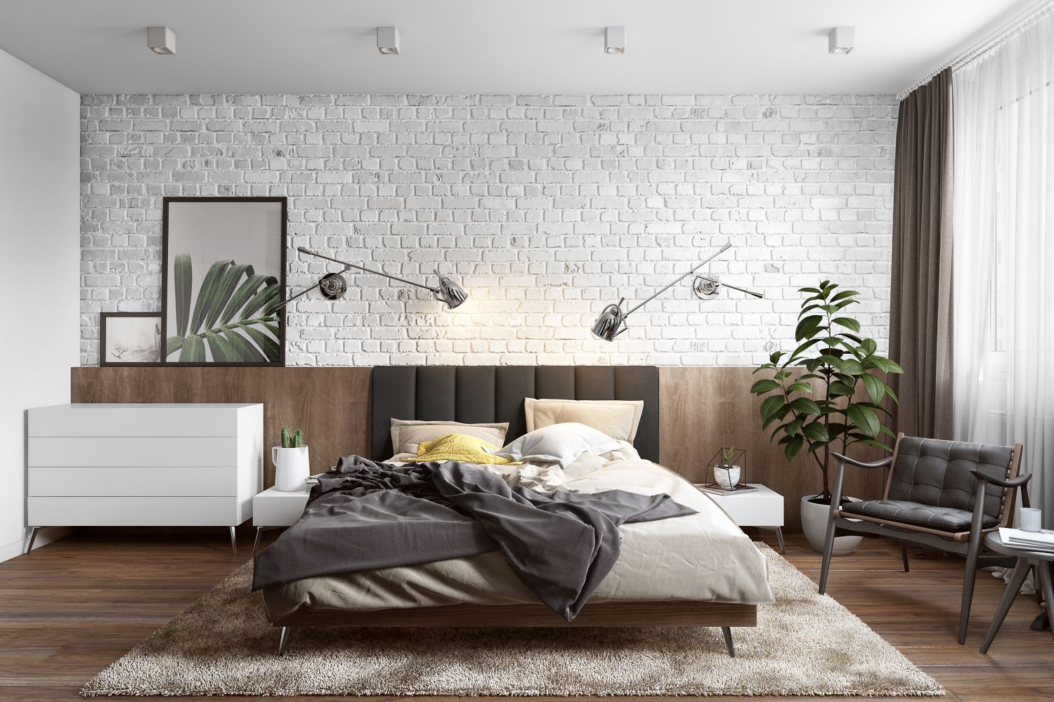 Industrial Bedroom 3D Setting