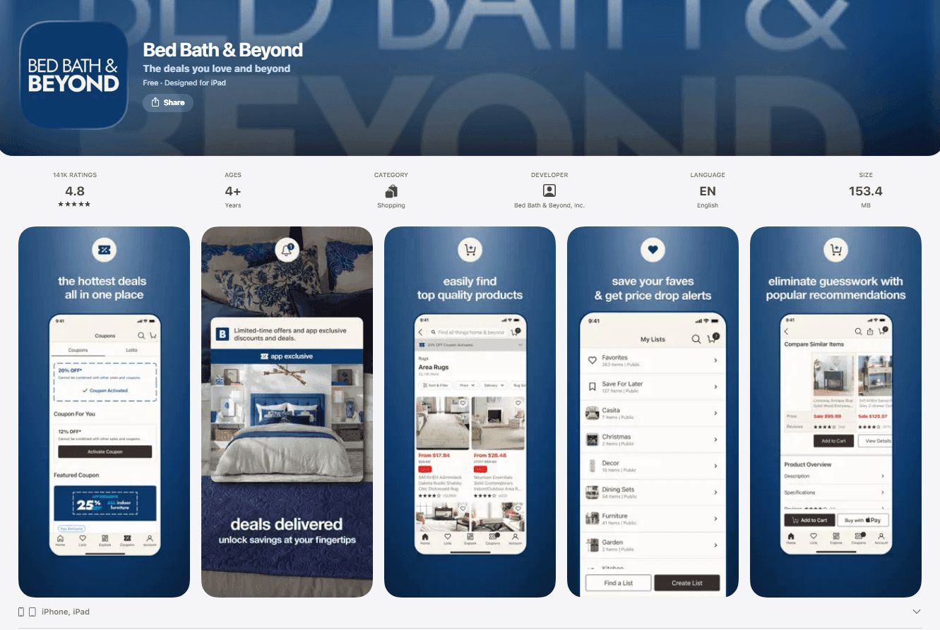 Bed and Bath Furniture Shopping App