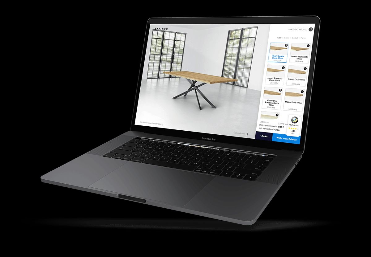 Steiger Table Configurator 3D Rendering