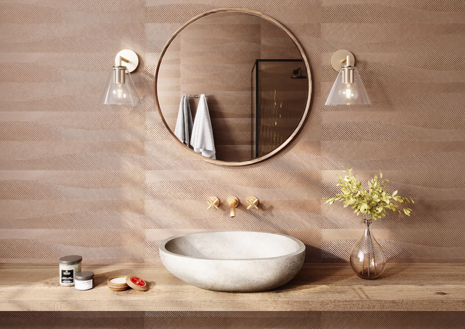 Lifestyle Bathroom 3D Visualization for Tile Product Ads