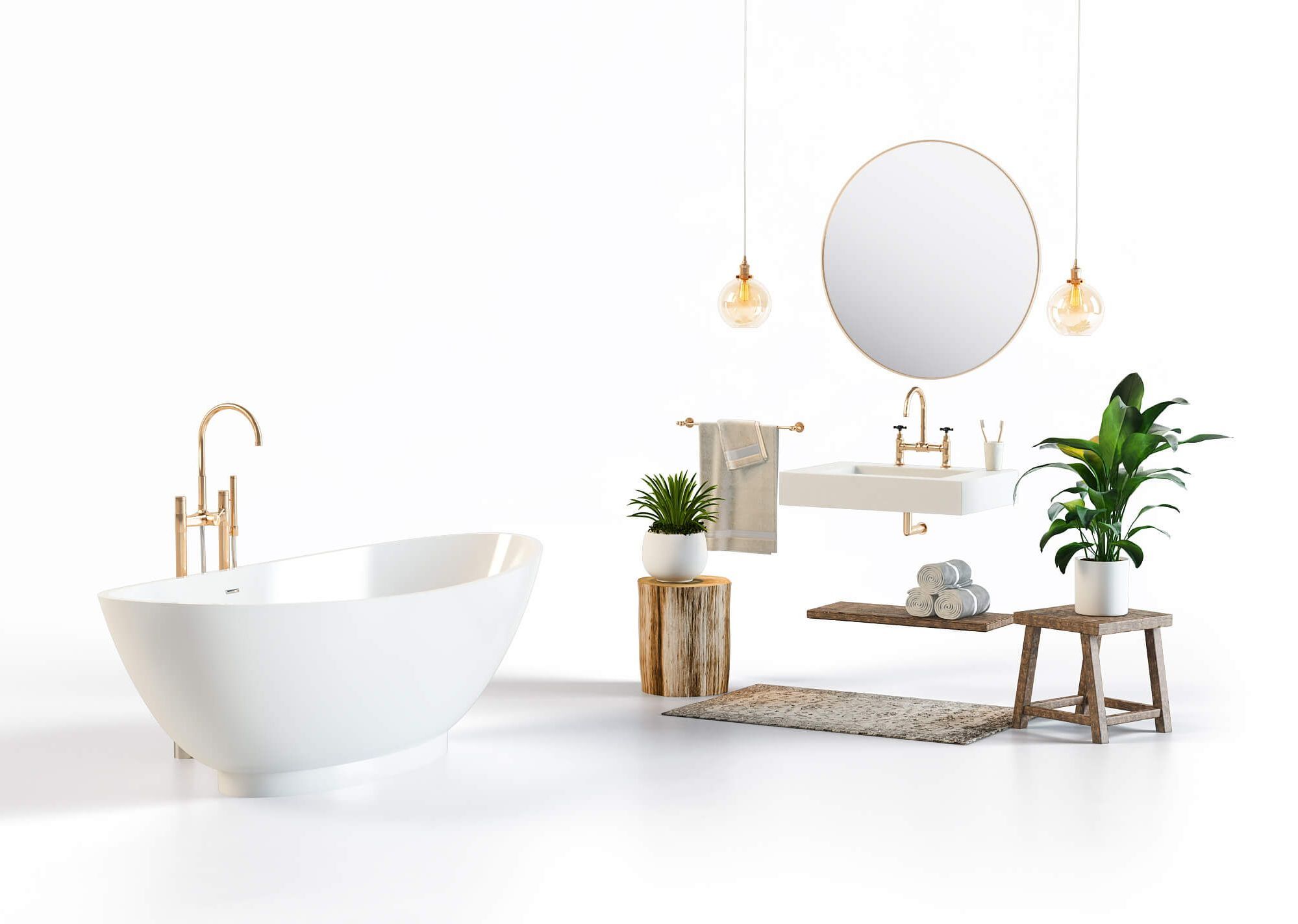 Bath 3D Visualization On The White Background with Shadows