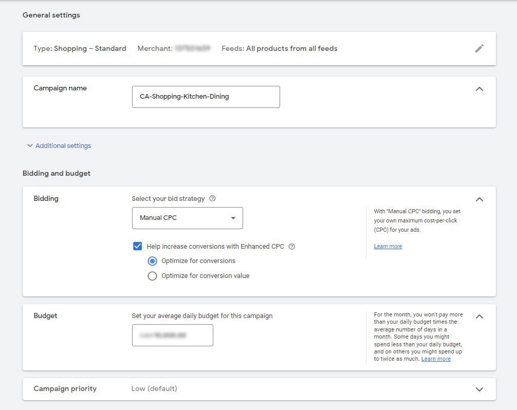 Google Shopping Ads: Budget