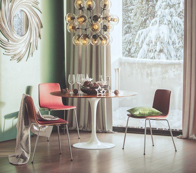 Lifestyle 3D Visualization For Red Chairs