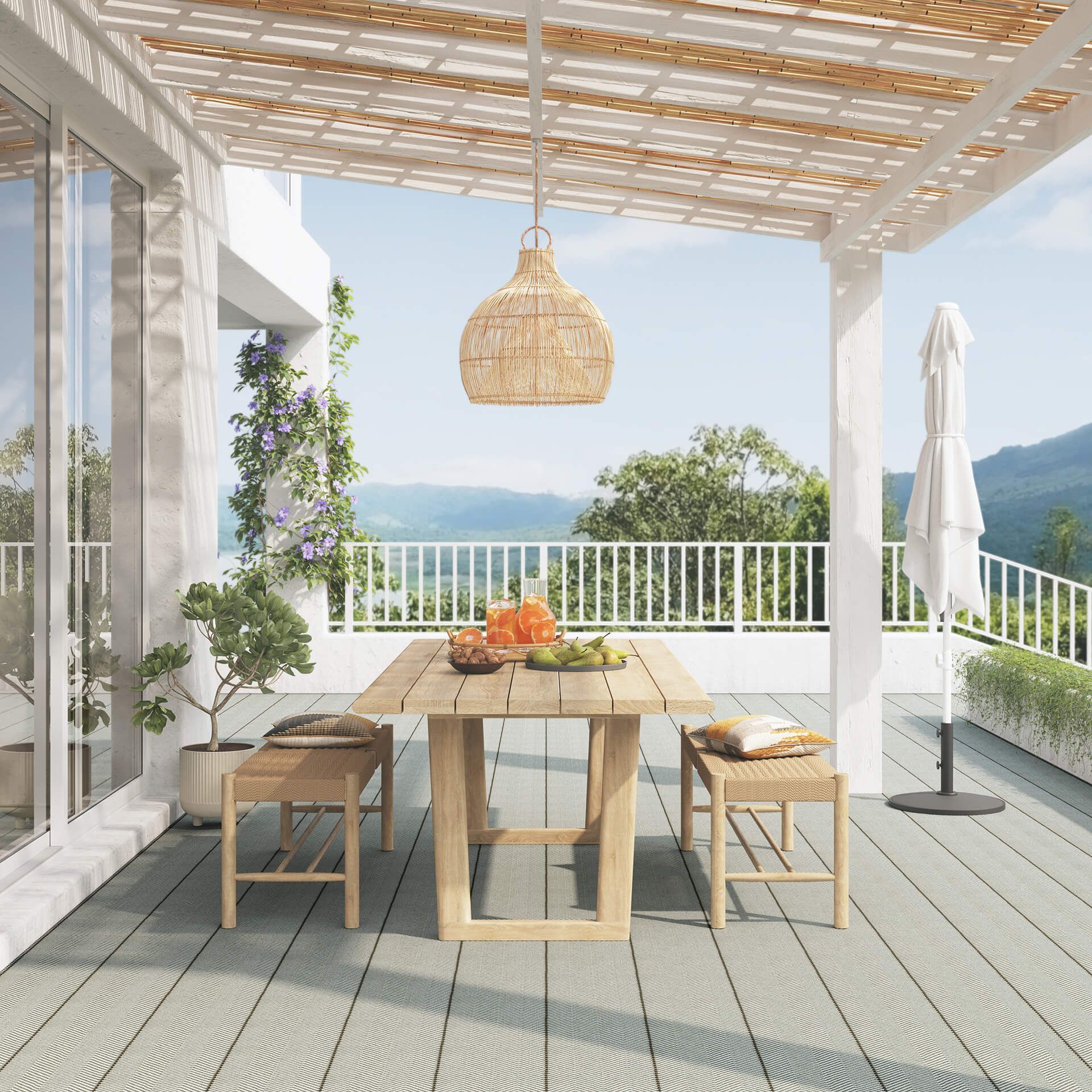 Grey Stripy Pateo Carpet CGI