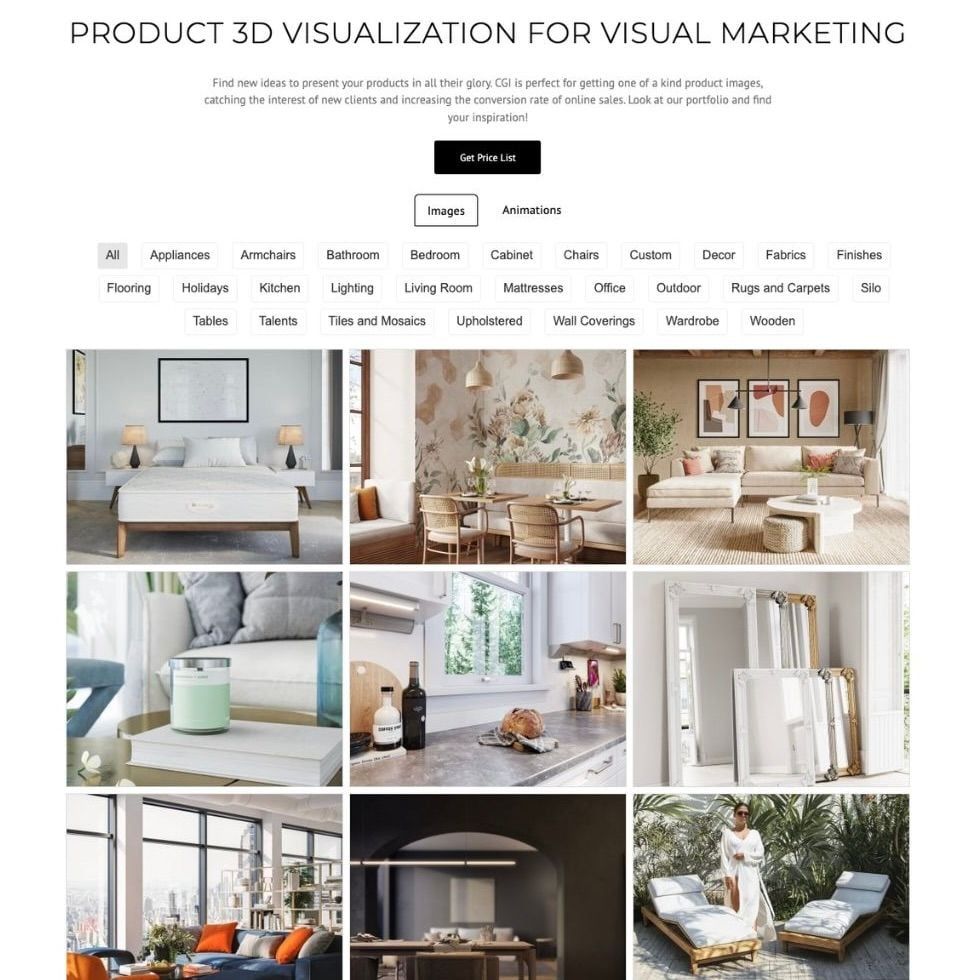 Product 3D Modelling Portfolio: CGIFurniture