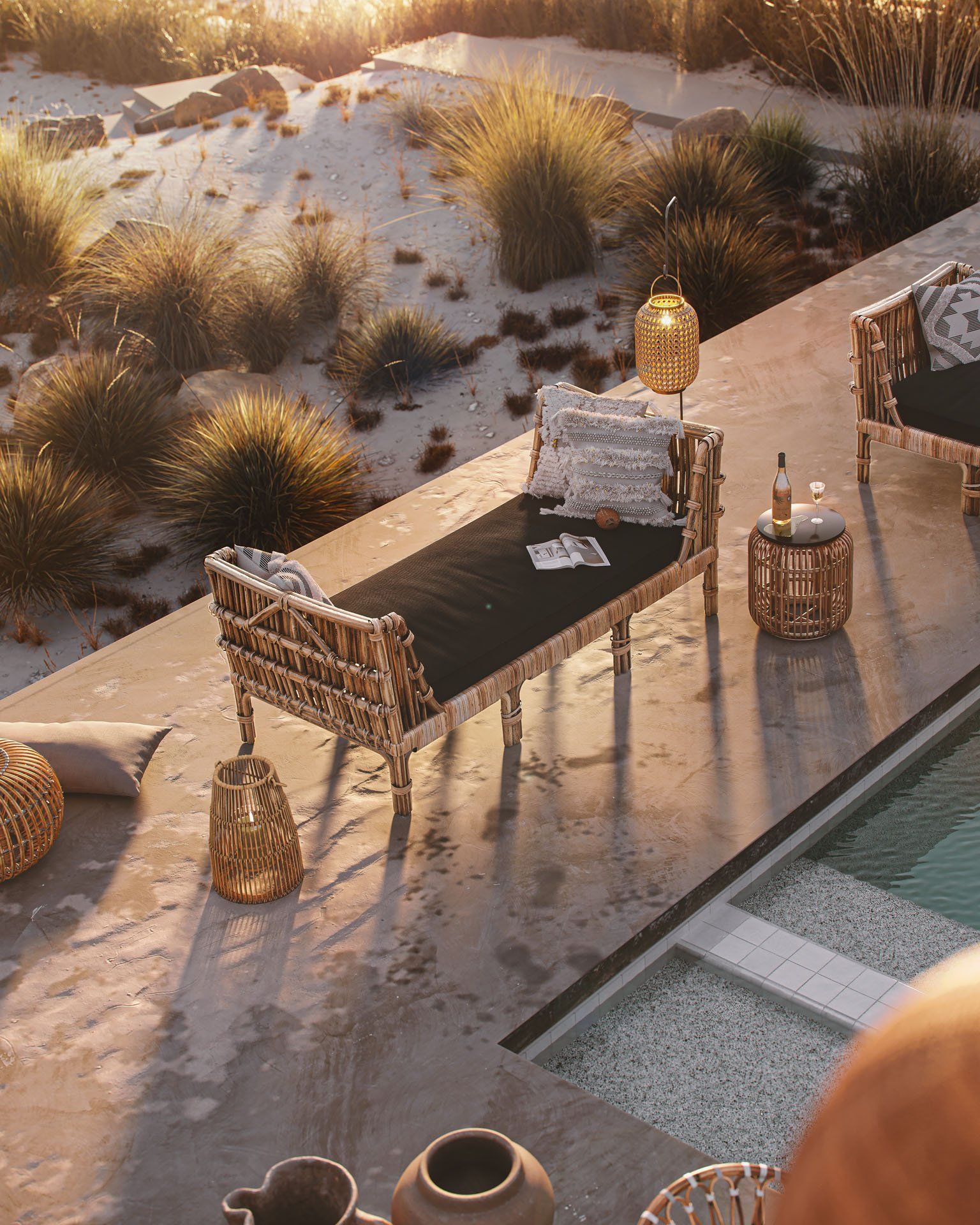 Poolside Seat 3D Rendering