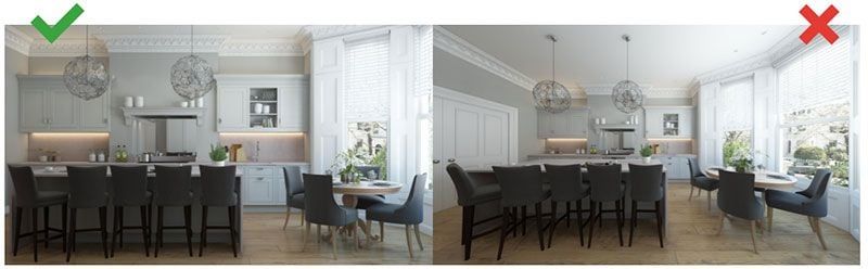 Rendering of a Dining Furniture Collection with Lots of 3D Objects in It