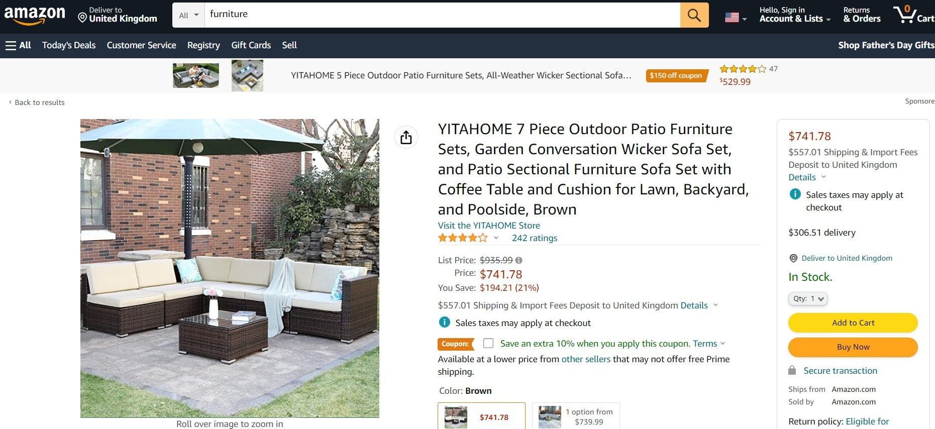 Presentation of Amazon Product Page