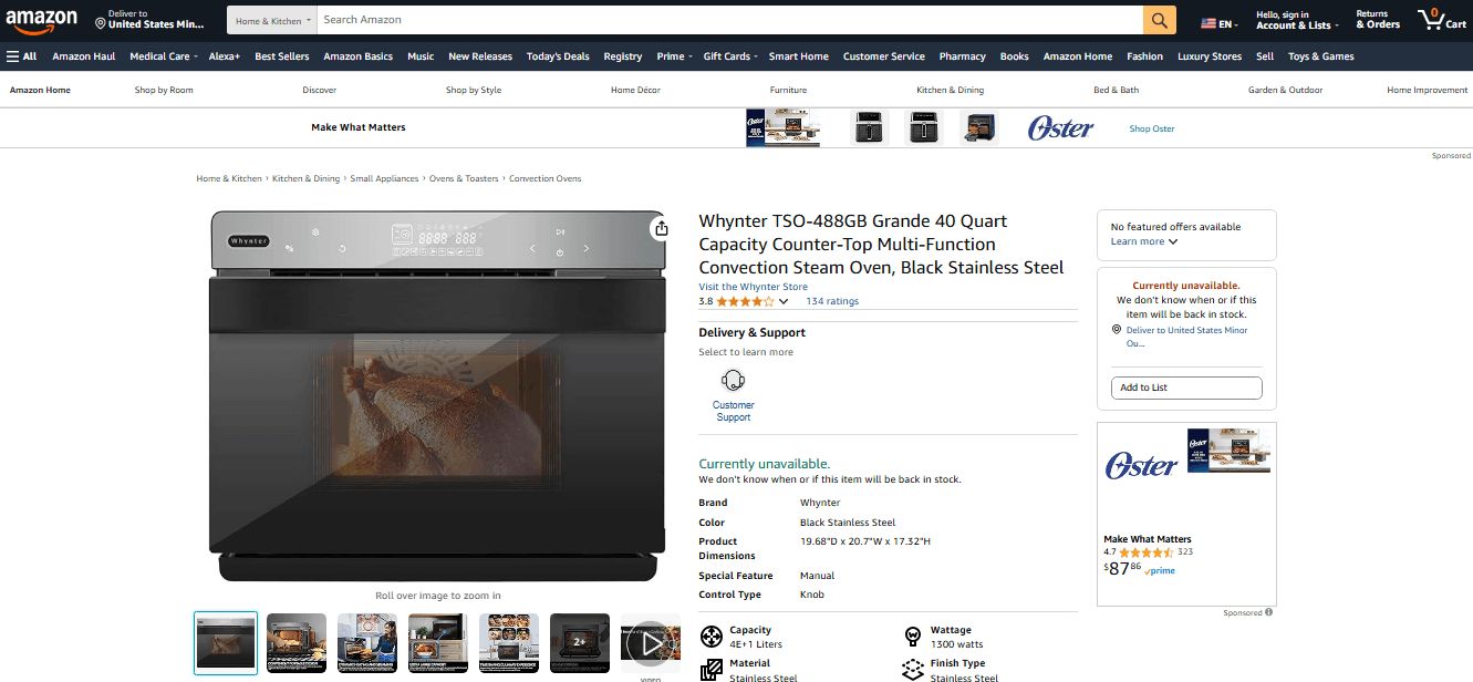 Home appliances Amazon page featuring photorealistic imagery