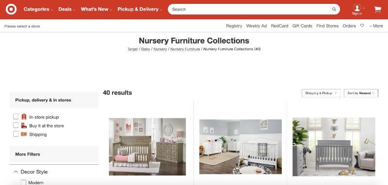 A Screenshot of Target Online Selling Platform Where One Can Find Pieces They Like
