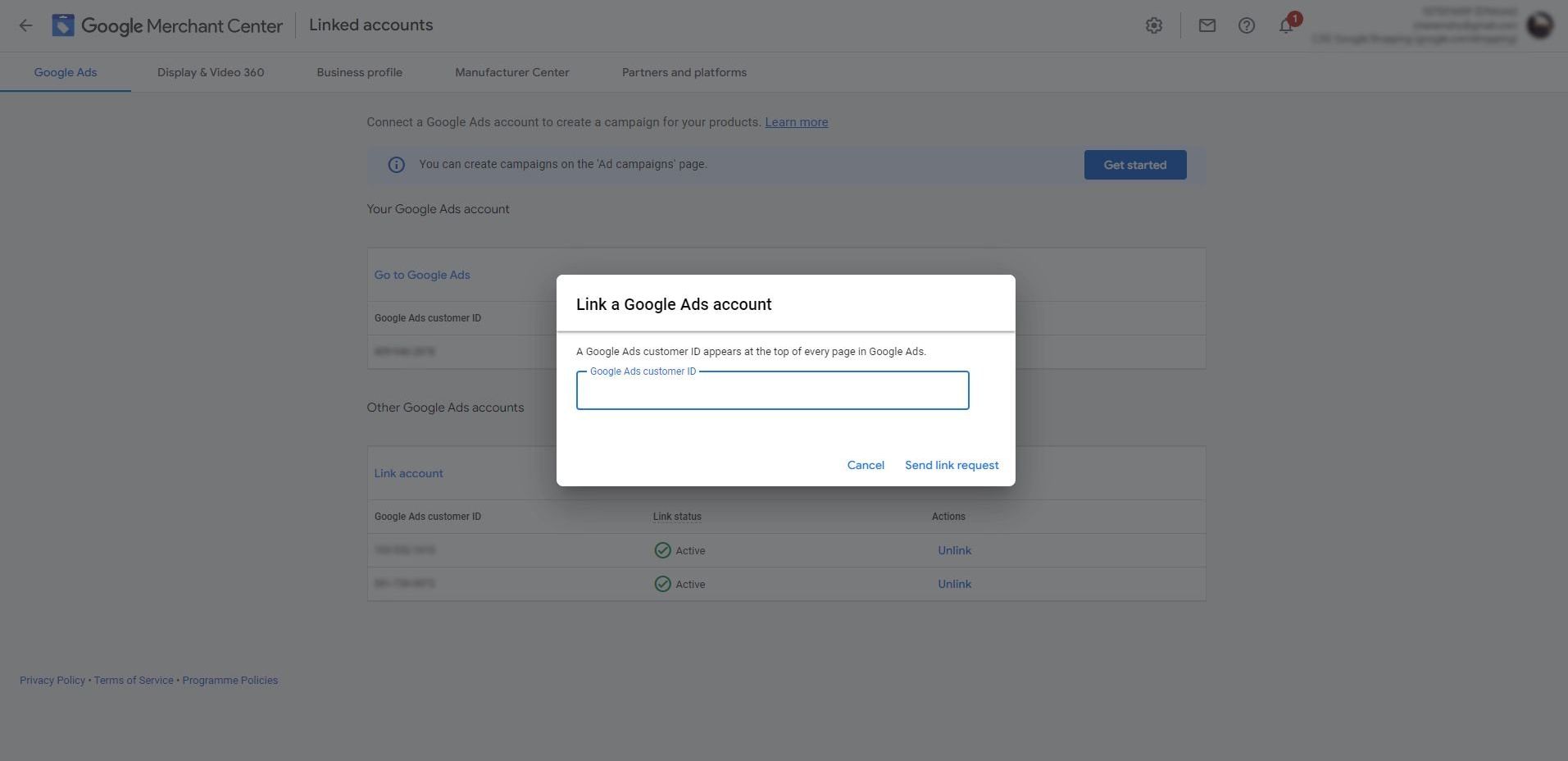 Google Merchant Account