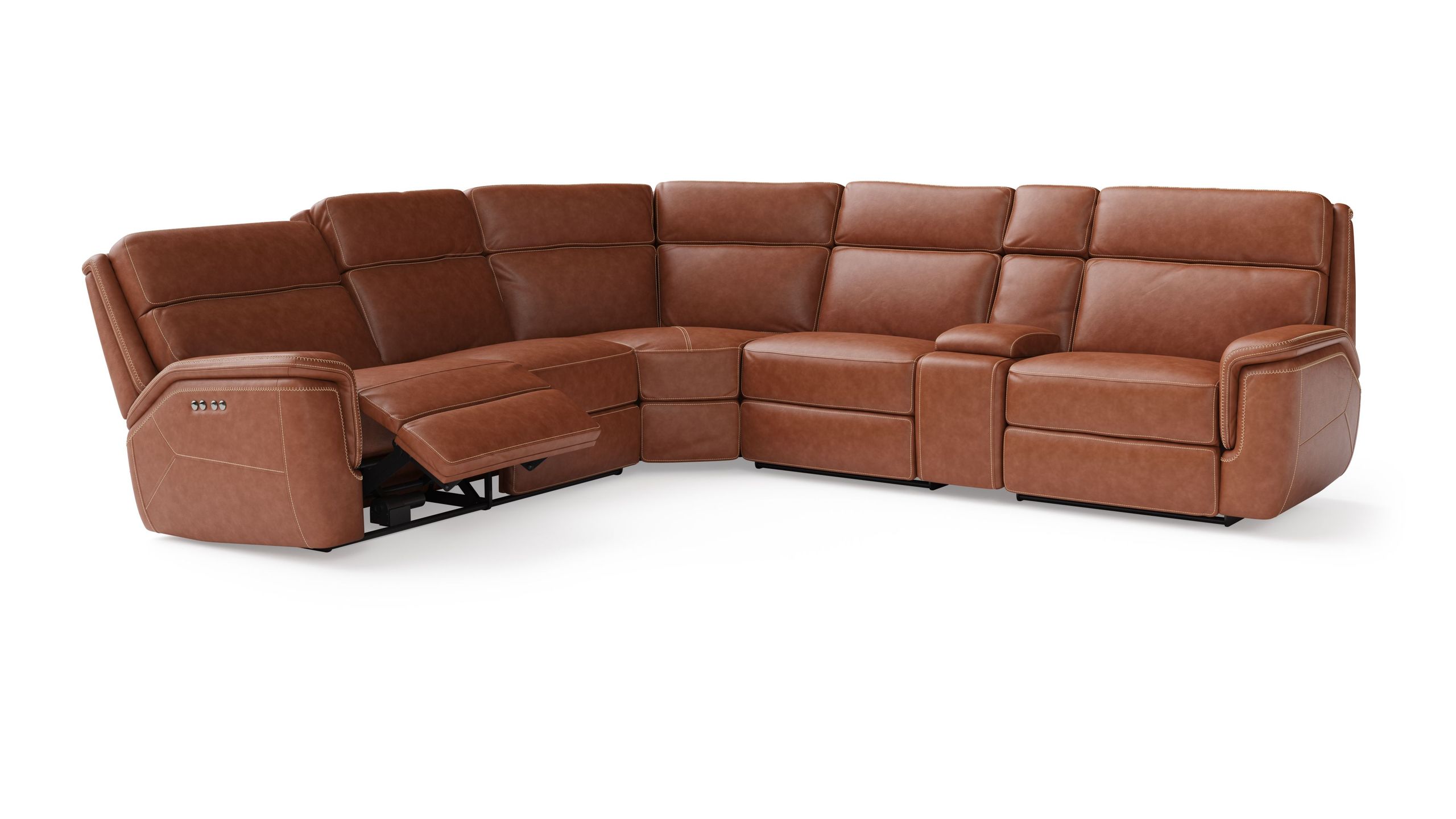 3D Rendered Silo Image of a Brown Leather Sofa