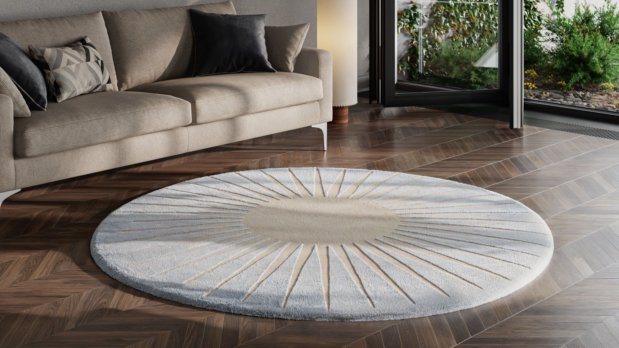 Product 3D Rendering of a Round-shaped Rug