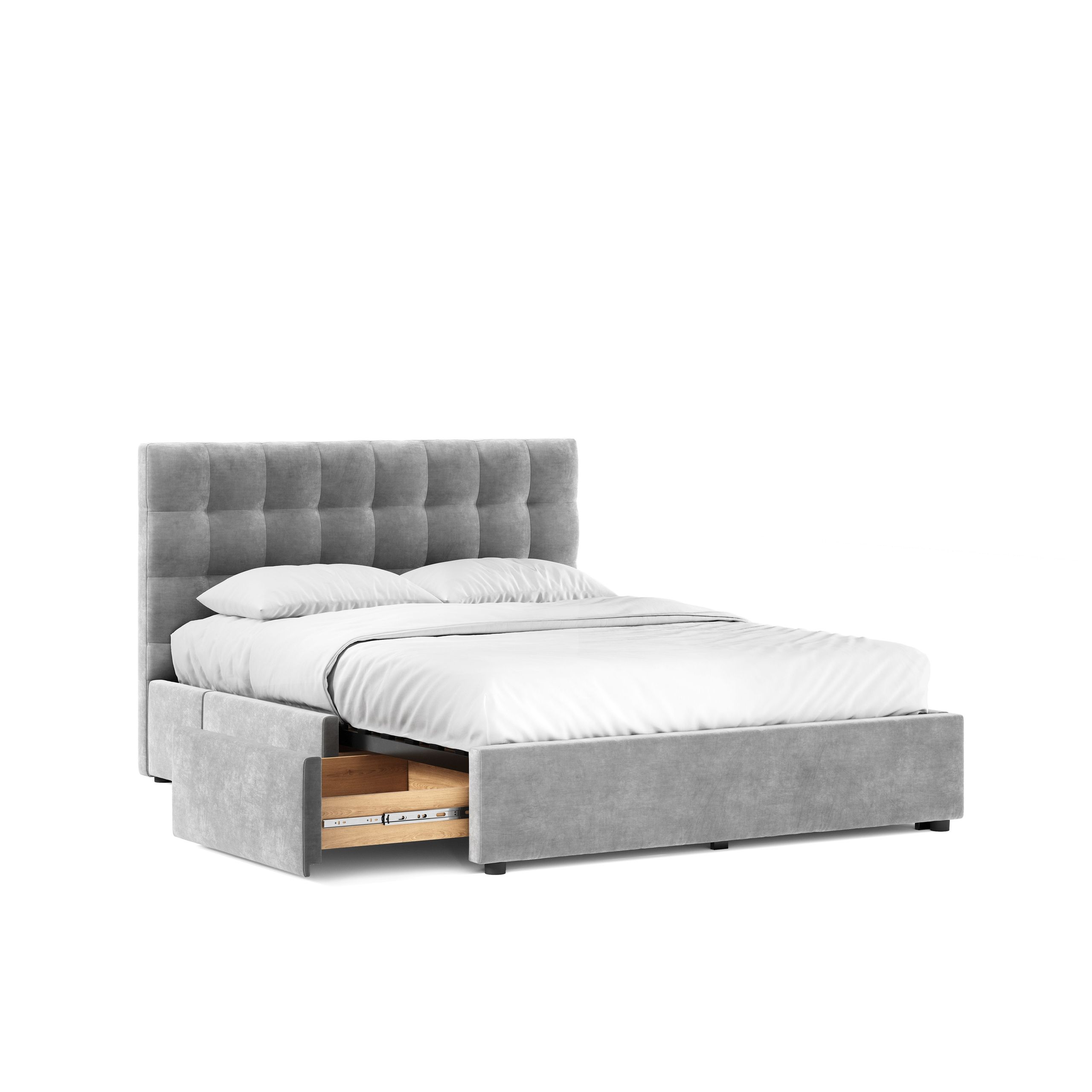 3D rendered image of a modern bed with storage, showcasing high-quality 3D furniture modeling and realistic furniture rendering
