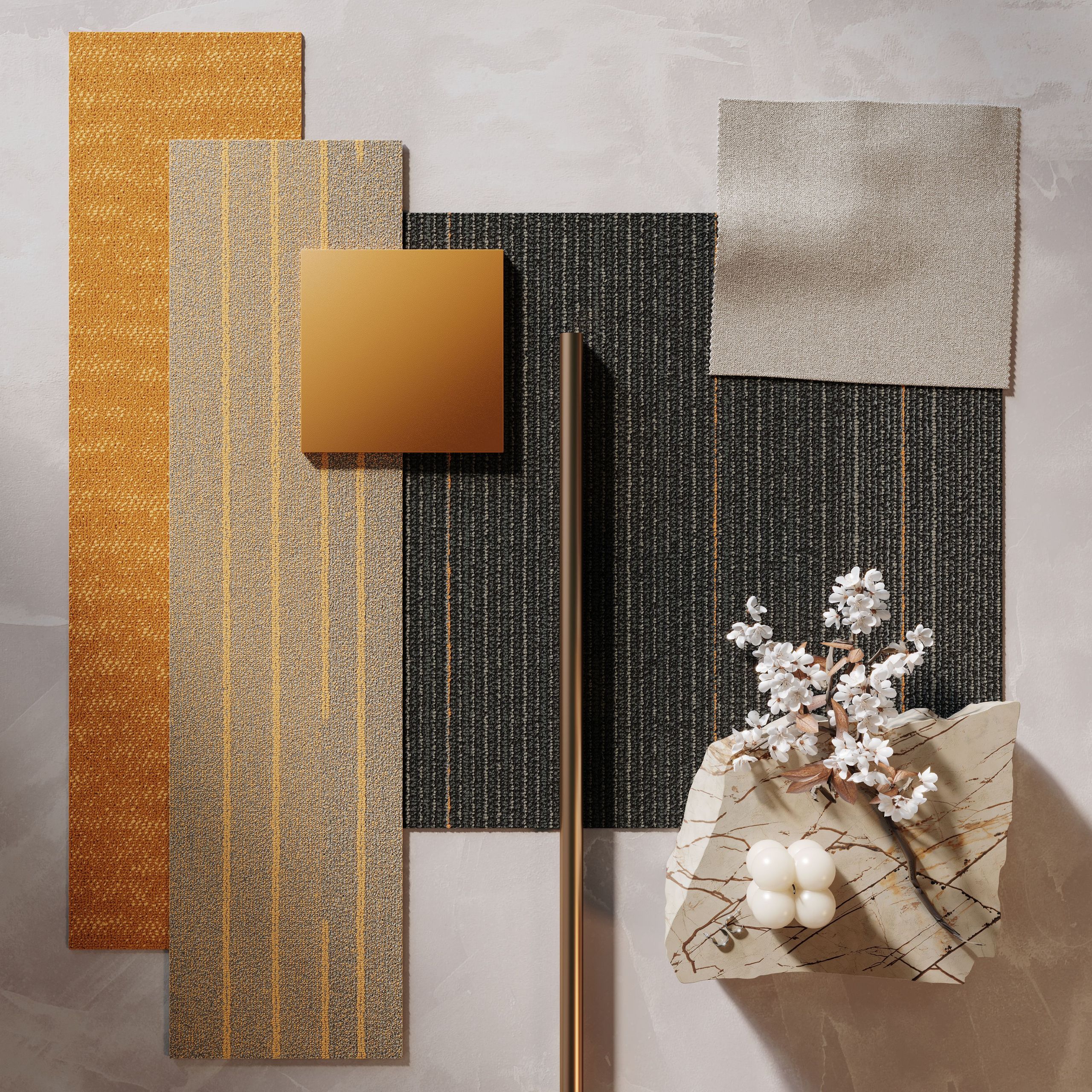 Creative Flatlay CGI of Finishes Design Options