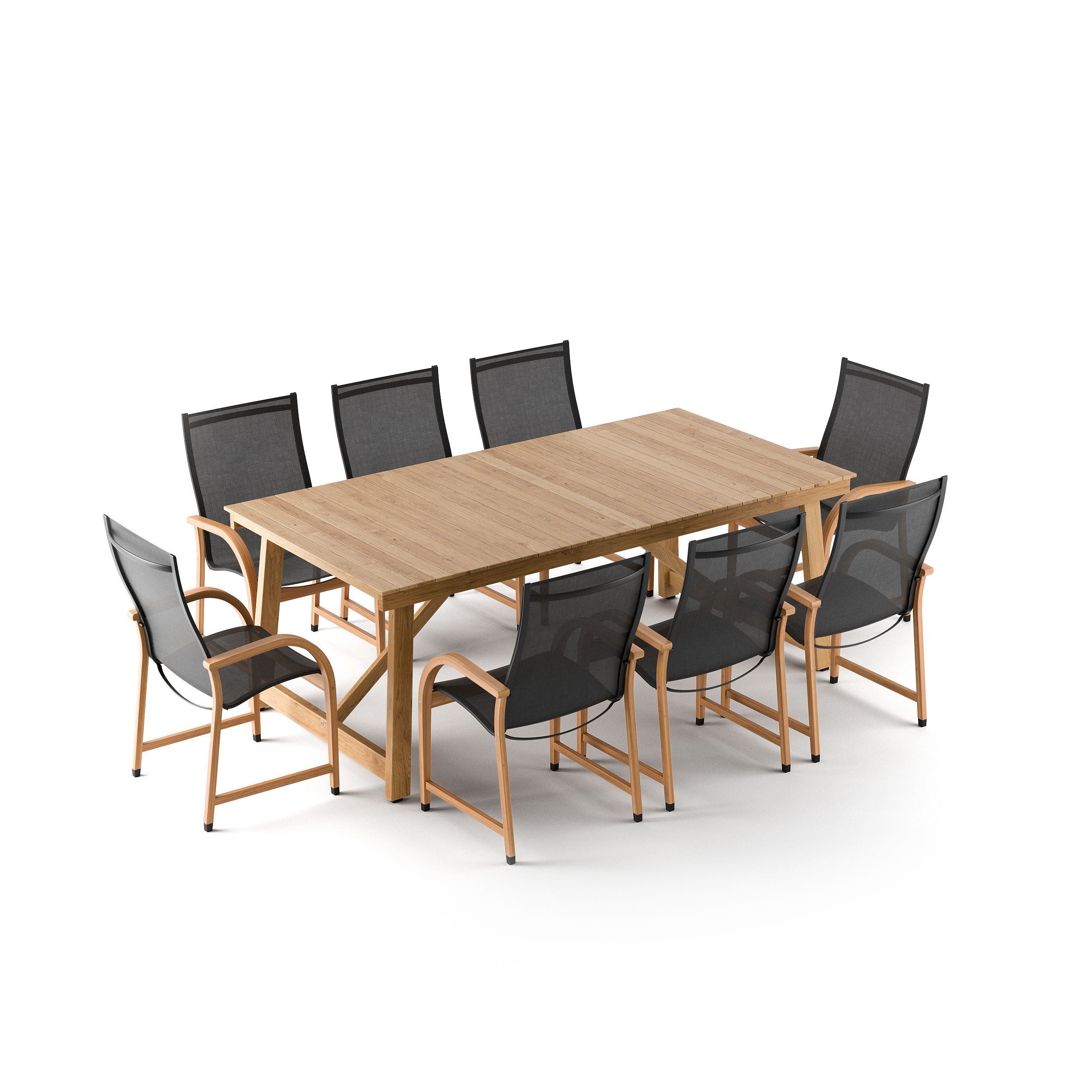 3D Rendered Furniture Dining Set with Wooden Table and Chairs
