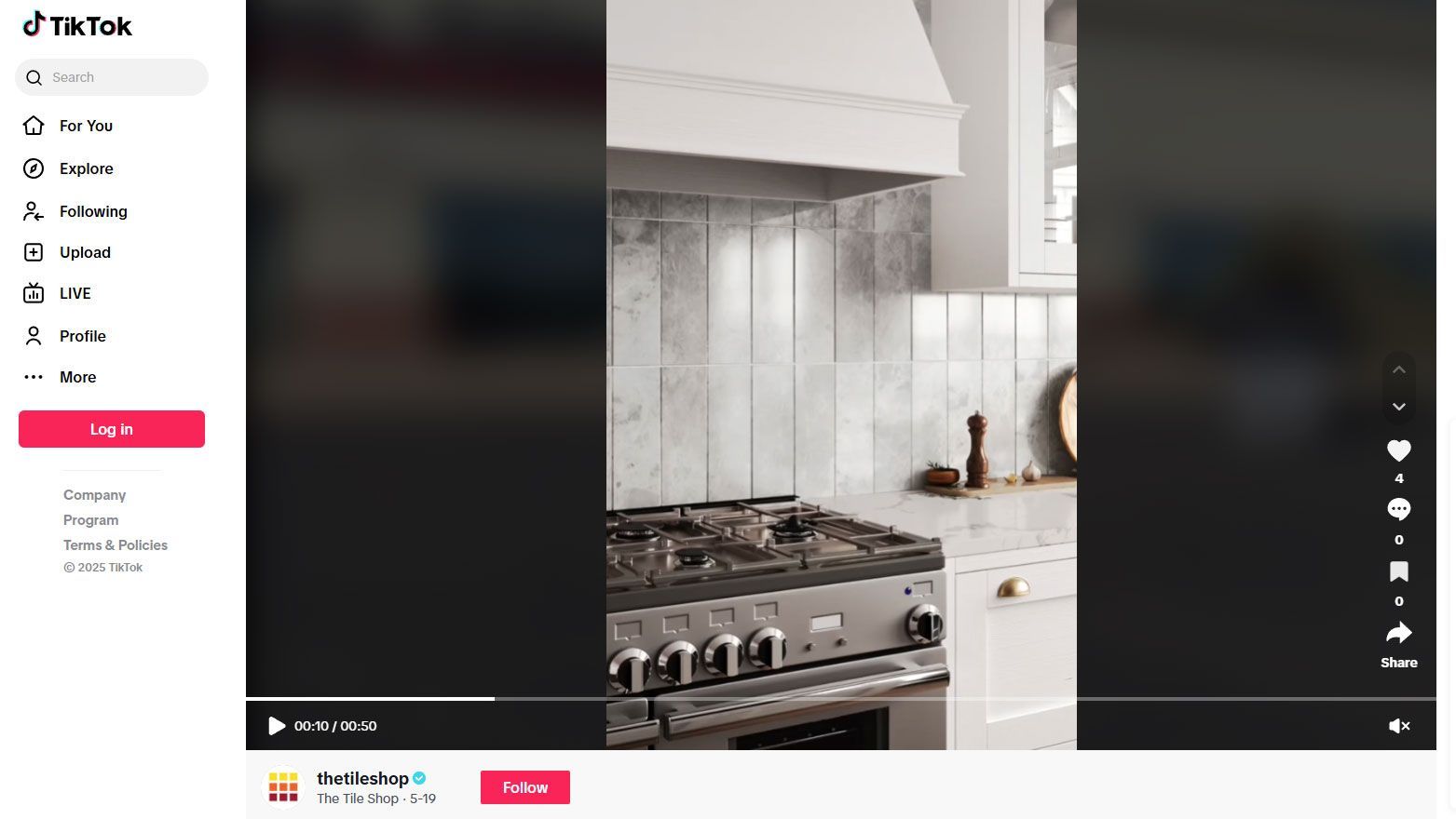 3D Rendering of a marble vinyl kitchen backsplash shown in a TikTok video