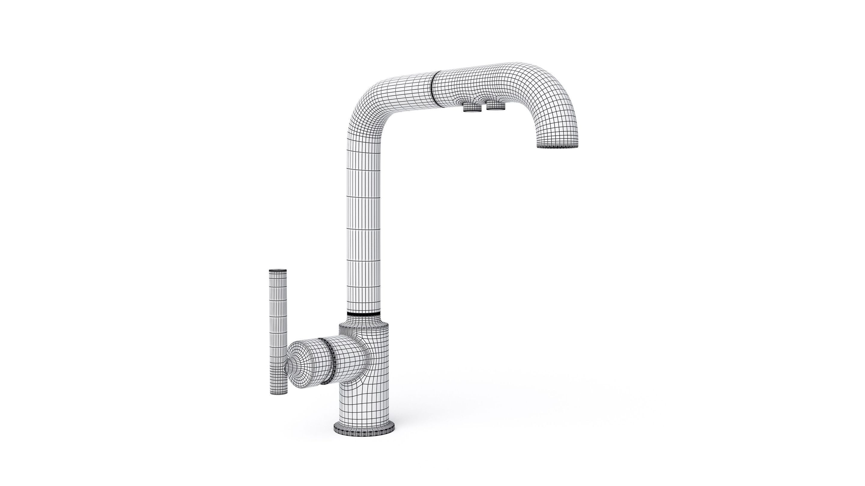 High-quality 3D model and rendering of a faucet showcasing 3D product visualization and CGI rendering techniques