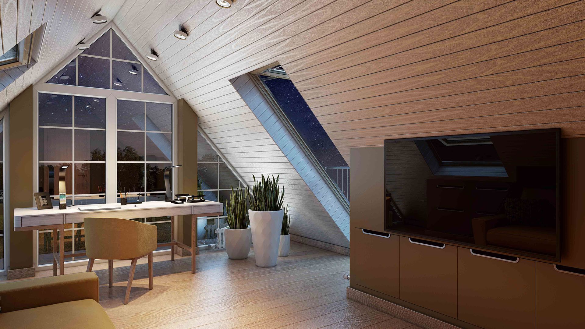 An Evening Roomset with 3D Various Models of Furniture and Decor