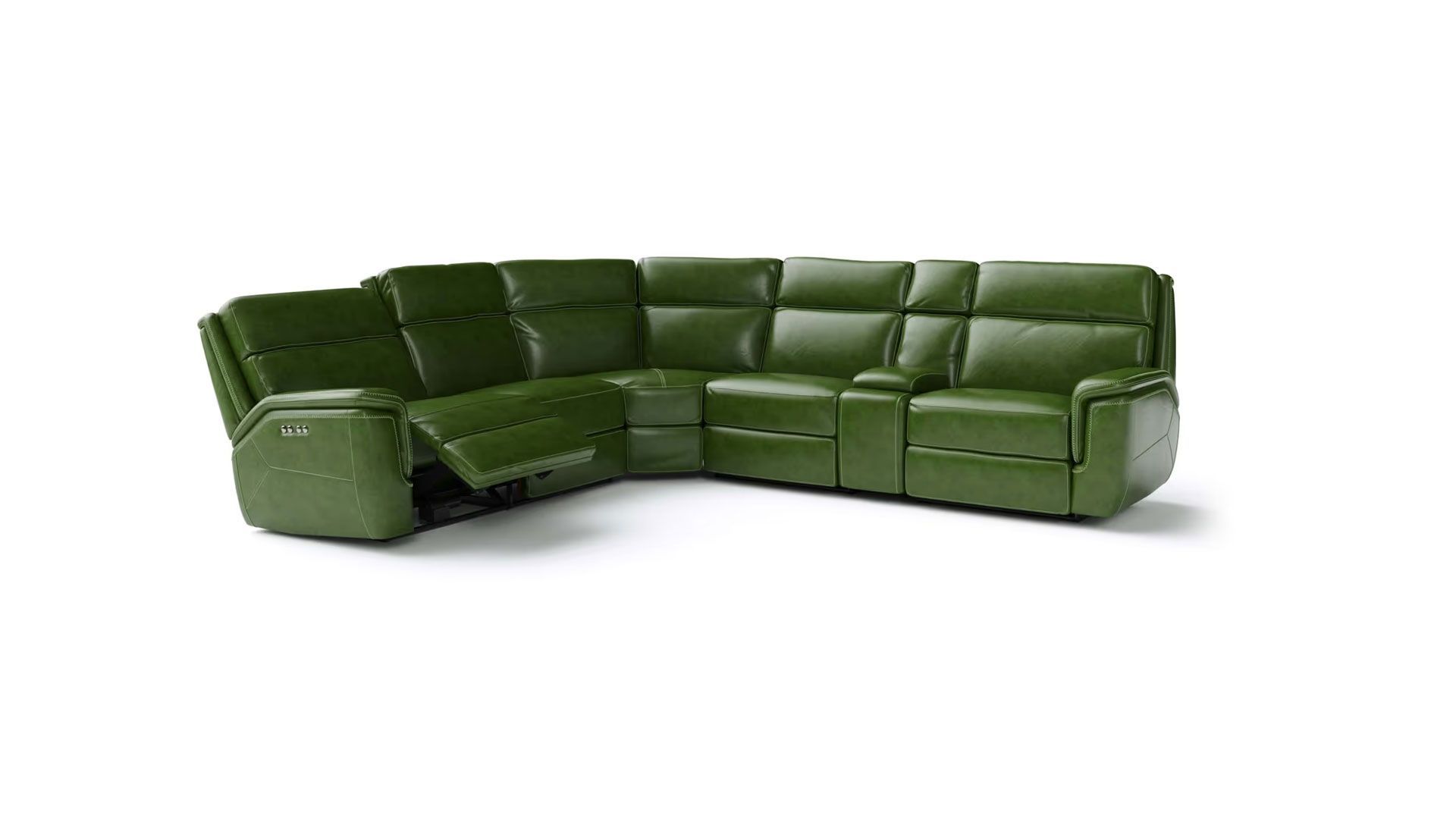 3D Model of a green leather corner sofa on white background