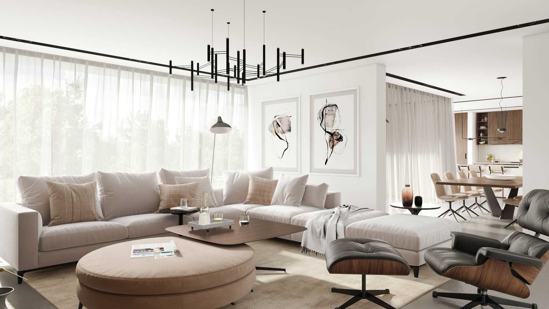 CG Rendering of a Beige Furniture Collection