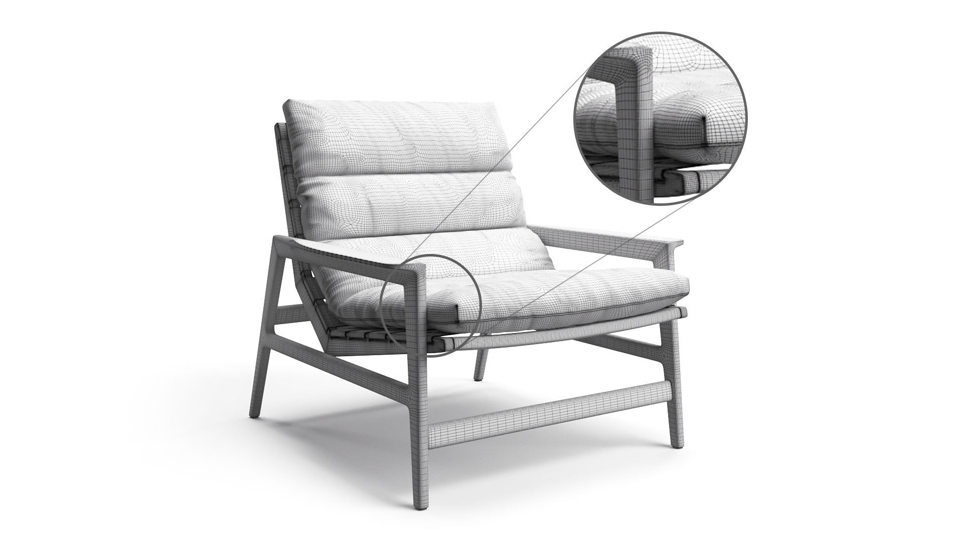 A Close-Up Piece Showing How Many Polygons are in 3D Model of a Chair