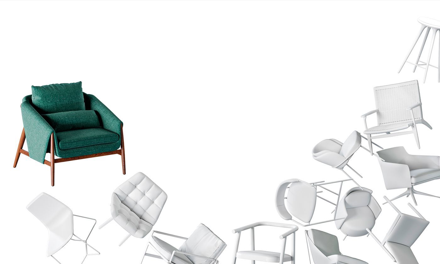 3D Model of an armchair on a white background