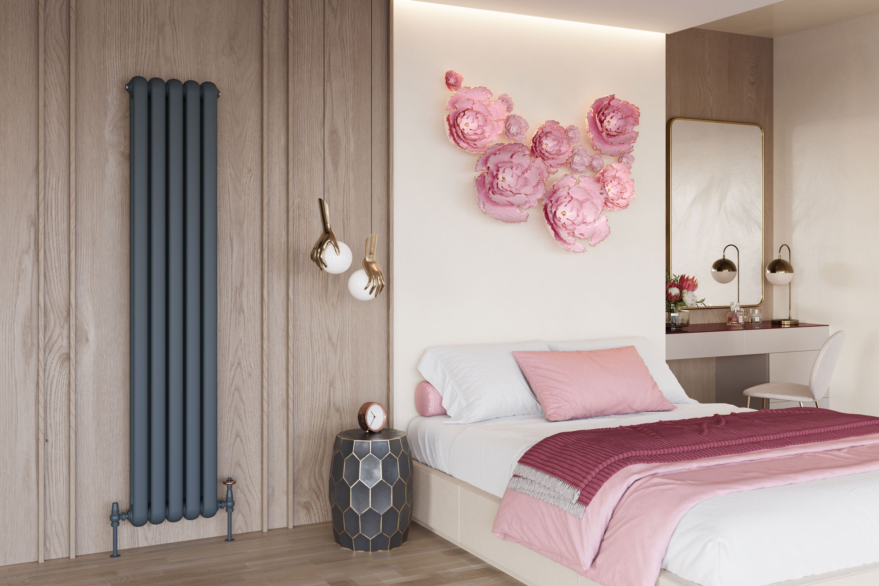 3D Visualization for radiator in an elegant bedroom