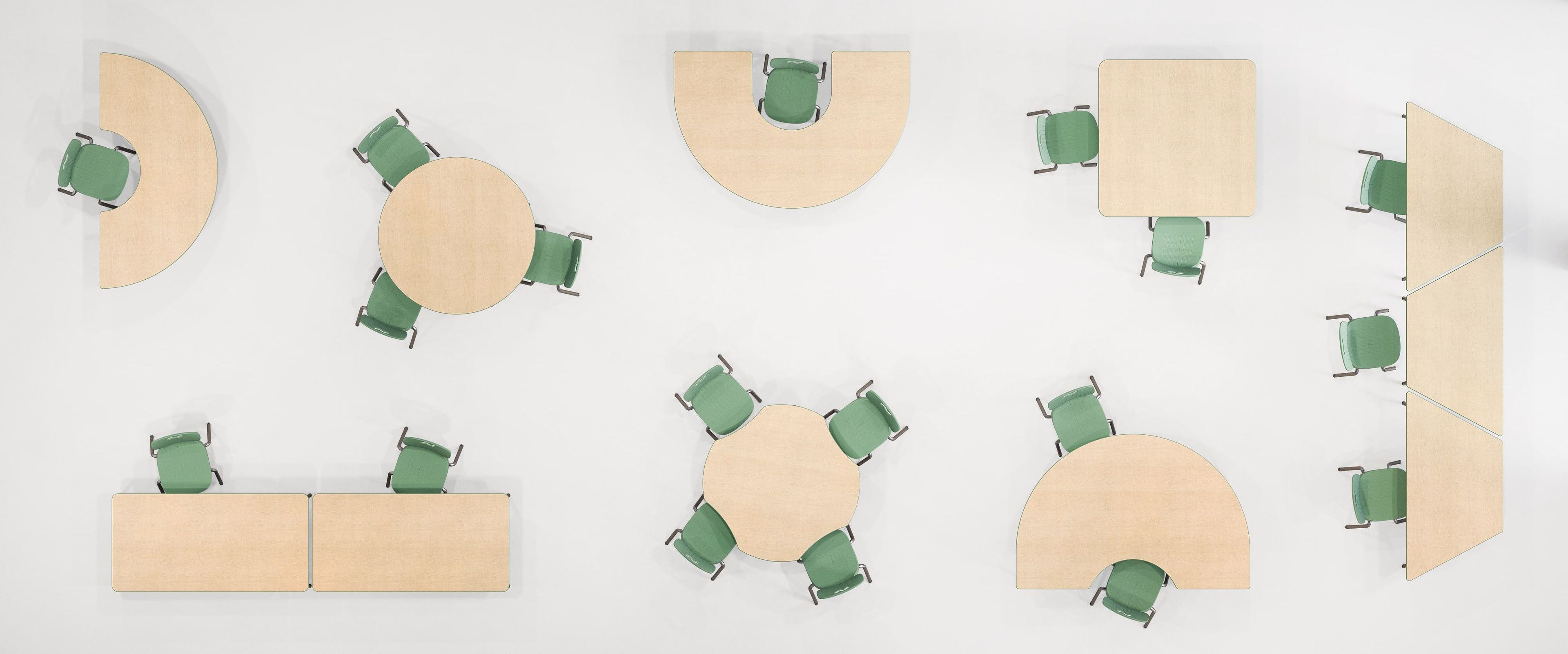 Overhead 3D Renders for Combination Tables