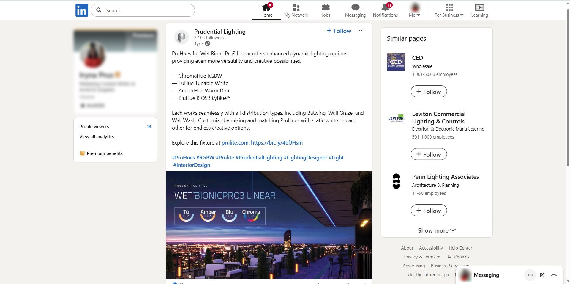 An exterior terrace scene demonstrates the fixture in a promotional post shared on the brand’s social media LED fixture 3D render