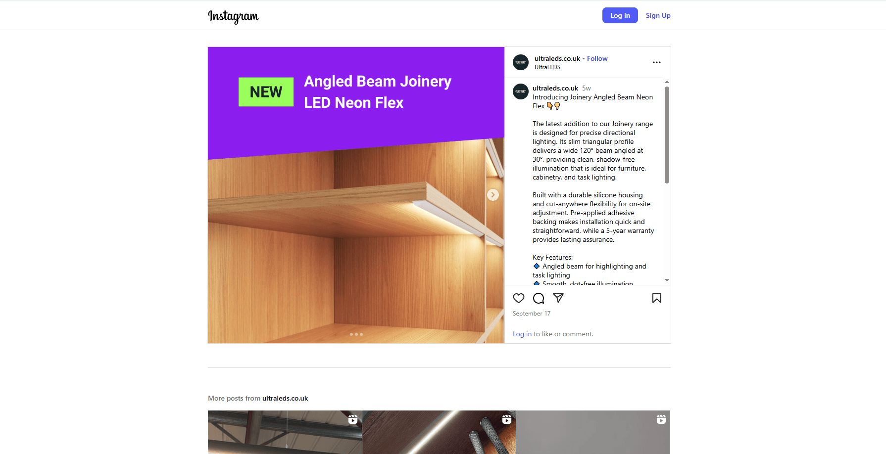 Lighting 3D rendering used in an Instagram marketing post