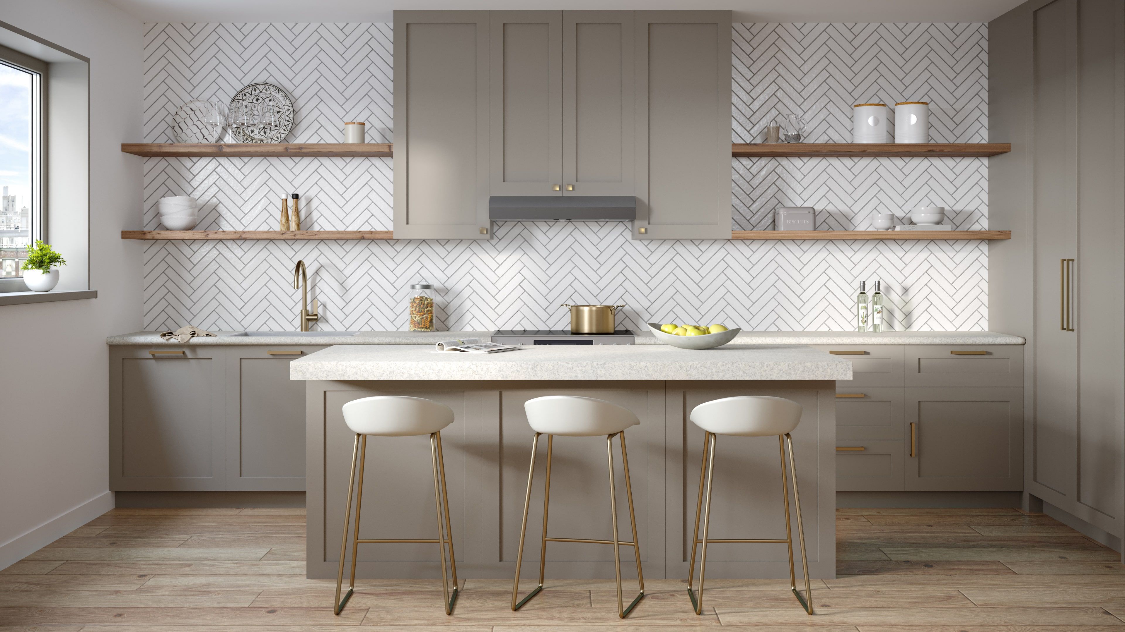 Beige Kitchen Lifestyle Rendering for a Range Hood
