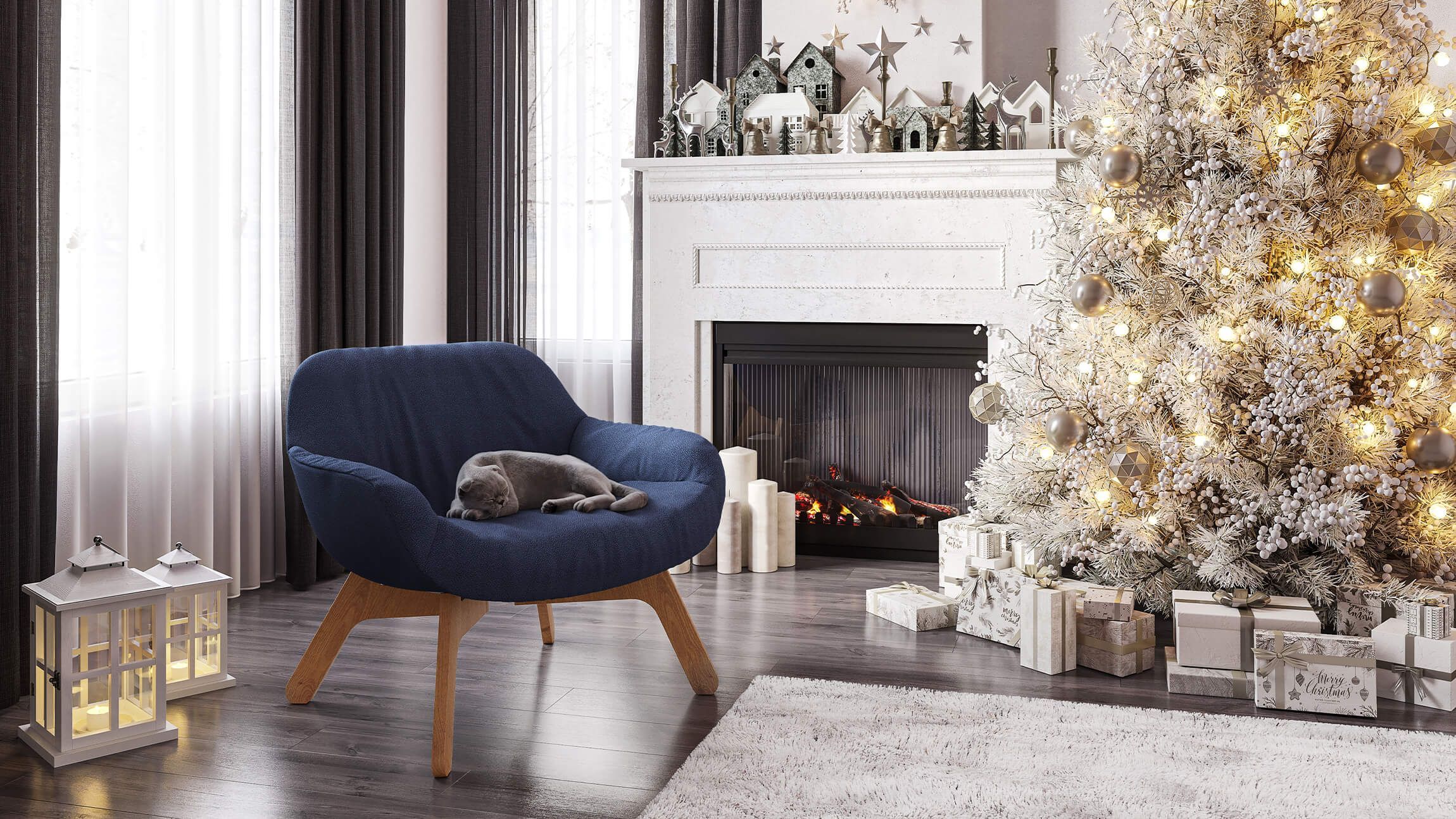 Blue Armchair Chair 3D Image