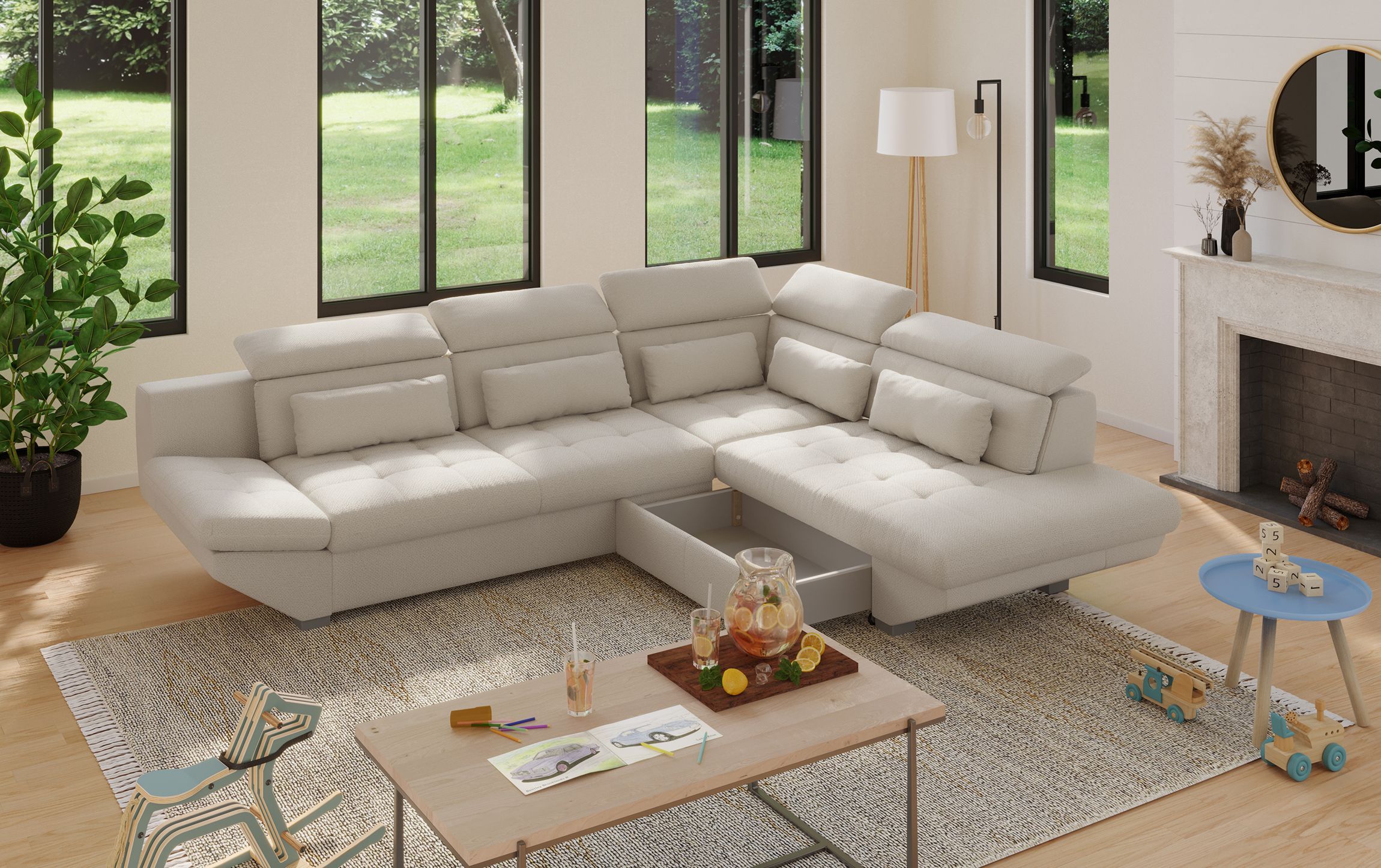 White Sofa Transformer 3D Rendering