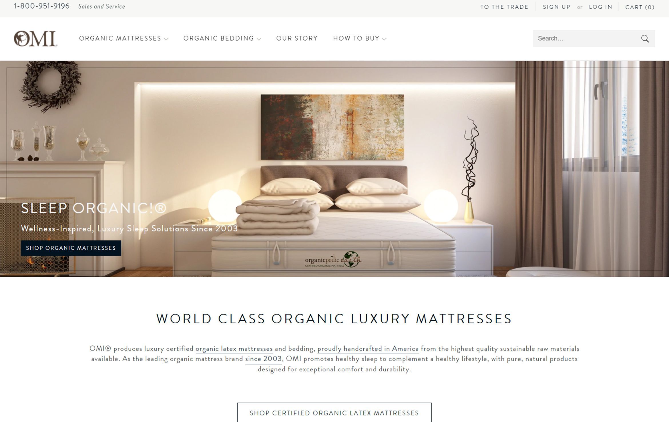 3D furniture rendering showcasing an organic luxury mattress in a modern bedroom setting