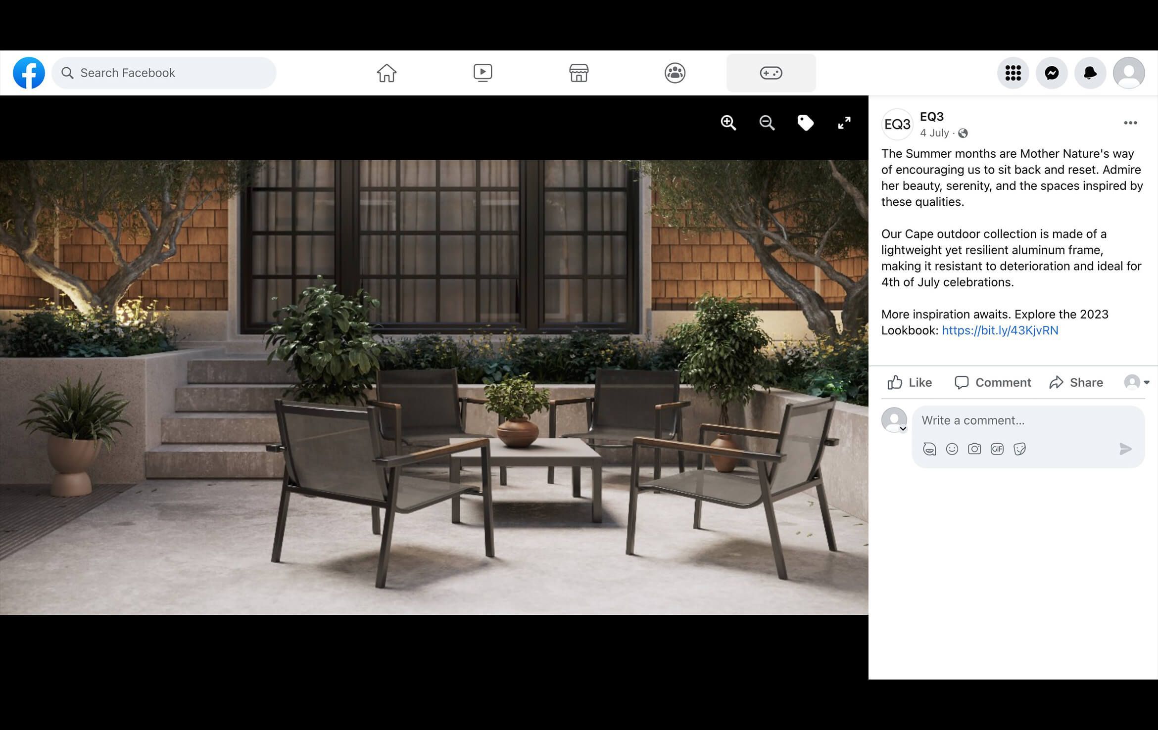 Product CGI for EQ3 Brand Facebook